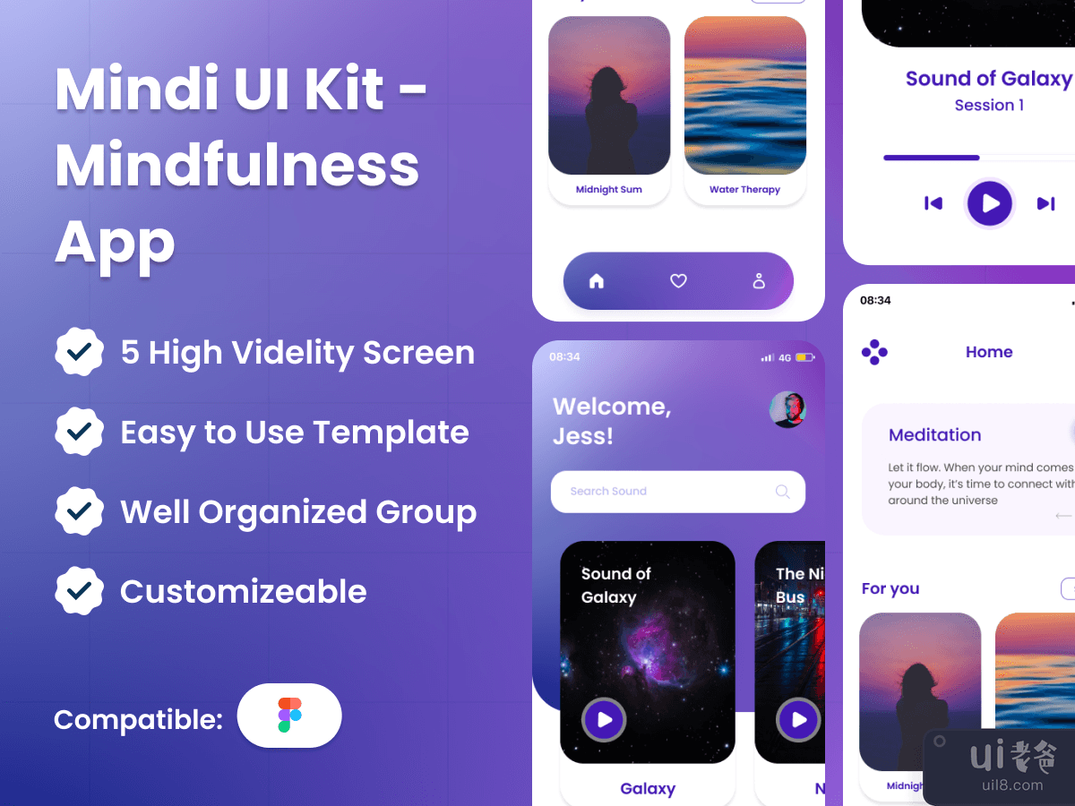 Mindi UI Kit - Mindfulness App