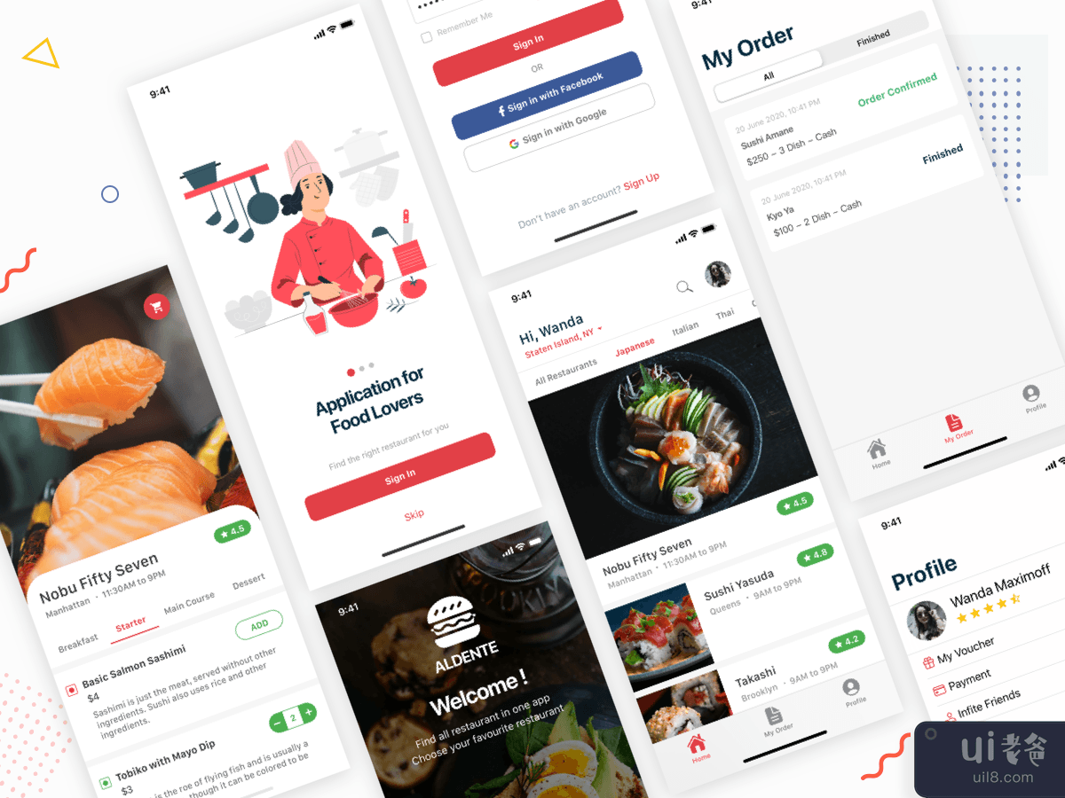 ALDENTE - 食品目录预订 - 移动 UI 套件(ALDENTE -  Food Directory Booking -  Mobile UI KIT)插图3