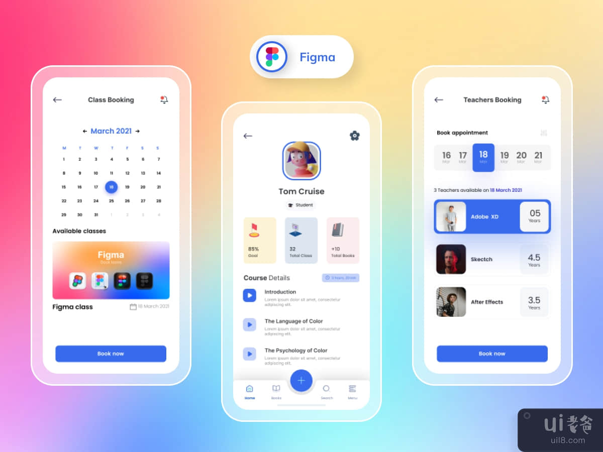 Learning app ui - Profile & booking