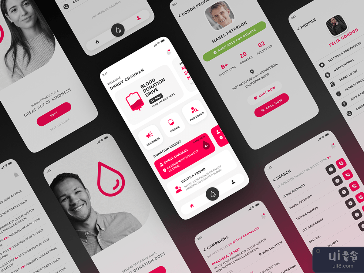 Blood Donation App UI | Made with Figma