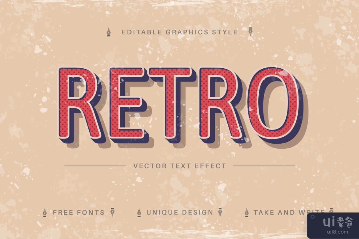 超级复古 - 可编辑的文字效果，字体样式(Super Retro - Editable Text Effect, Font Style)插图1