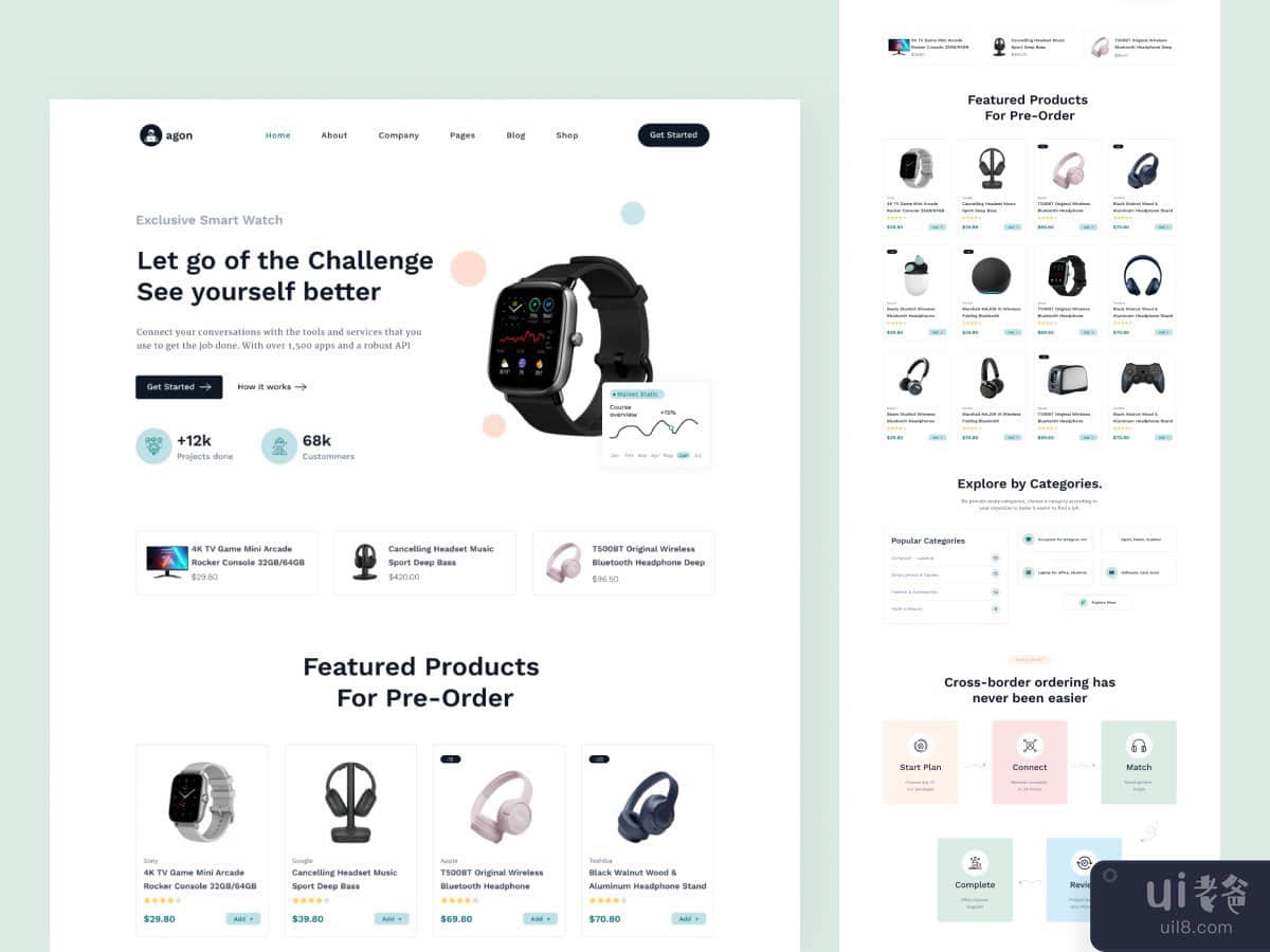 电子商务登陆页面 - 智能手表(E-commerce Landing Page - Smart Watch)插图