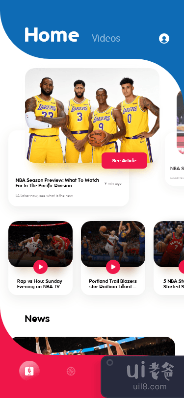 NBA 应用重新设计 |用户界面套件(NBA App Redesign | UI Kits)插图8