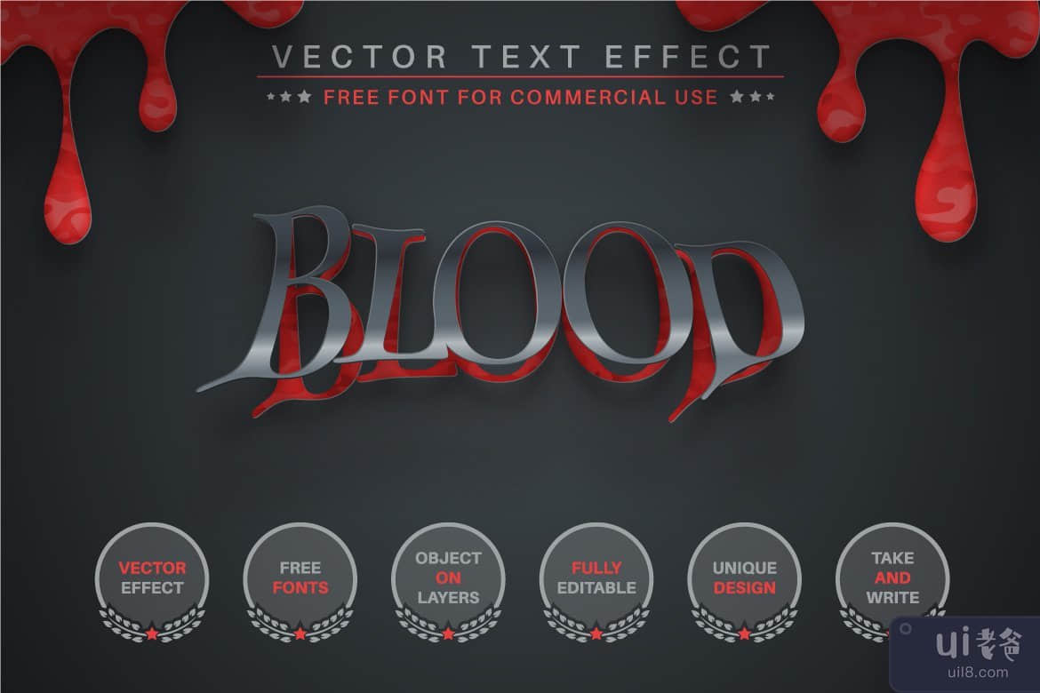 纸血 - 可编辑的文本效果，字体样式(Paper Blood - Editable Text Effect, Font Style)插图