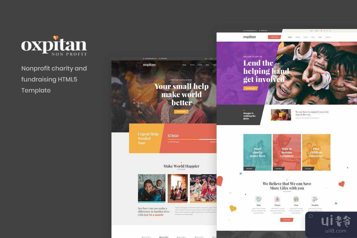 Oxpitan - 非营利慈善和筹款 HTML5(Oxpitan - Nonprofit Charity and Fundraising HTML5)插图