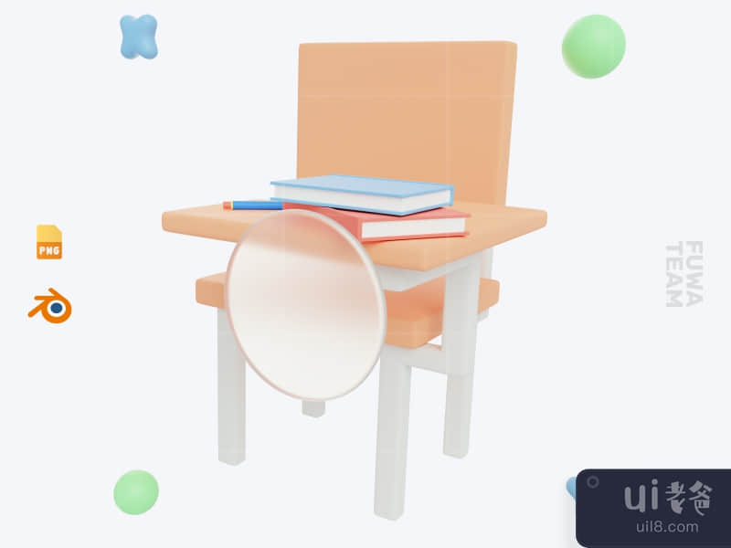 Desk - 3D School Icon Pack