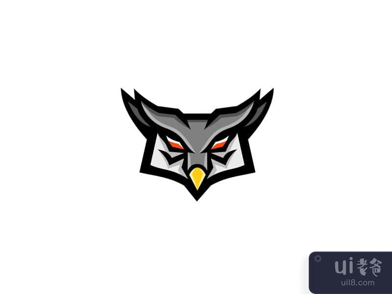 Angry Horned Owl Head Front Mascot