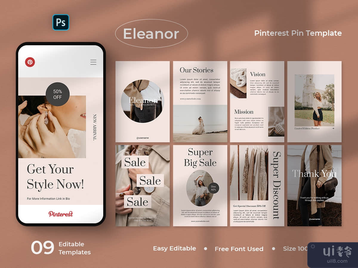 Eleanor - Fashion Pinterest Pin Template