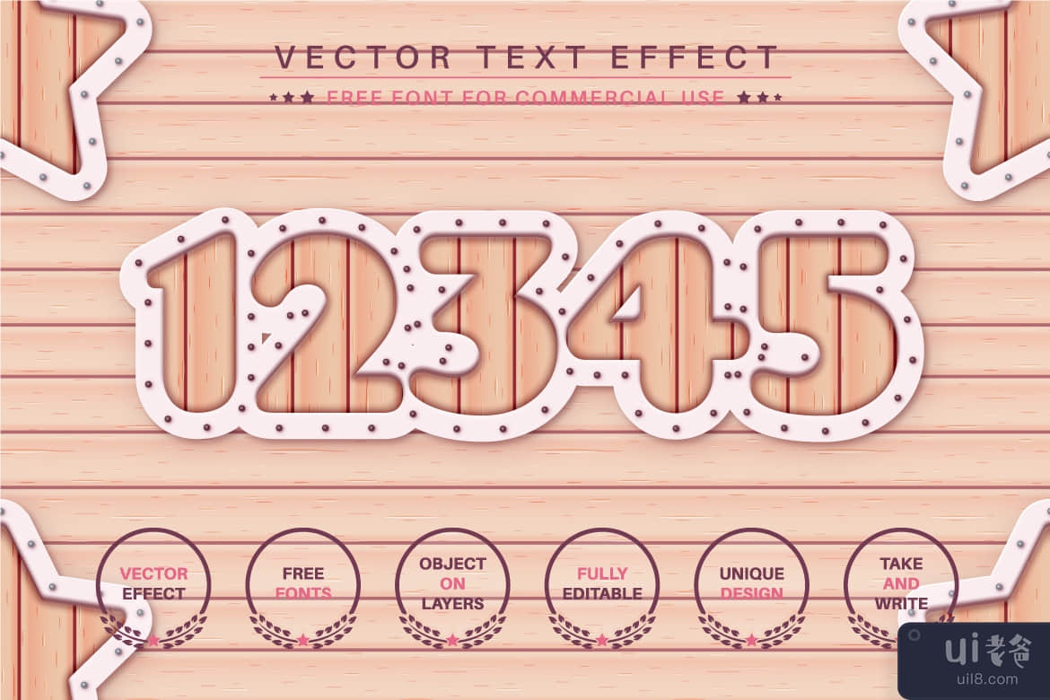 木板 - 可编辑的文字效果，字体样式(Wooden Plank - Editable Text Effect, Font Style)插图1