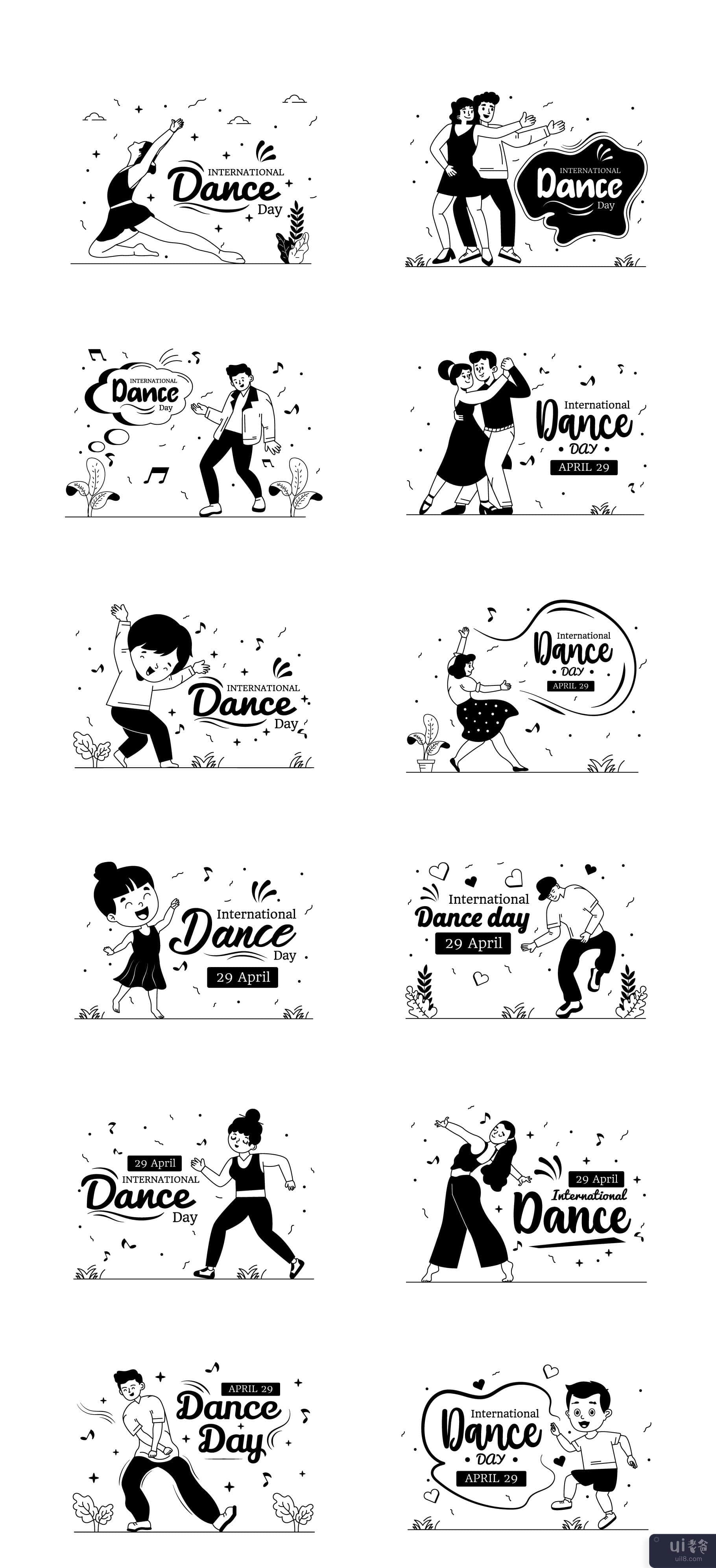 25 个国际舞蹈日插图(25 International Dance Day illustrations)插图1