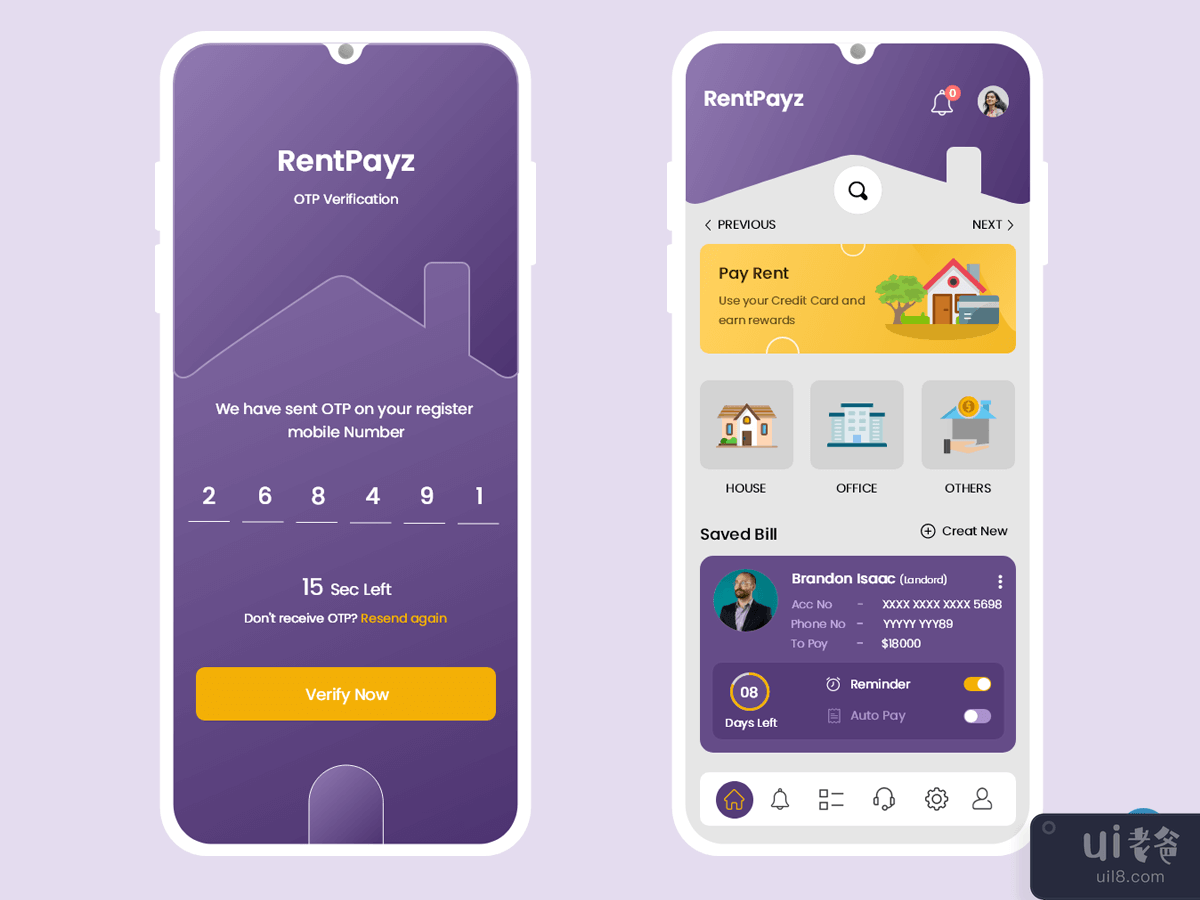 支付房屋租金在线移动应用程序 UI 套件(Pay House Rent Online Mobile App UI Kit)插图3