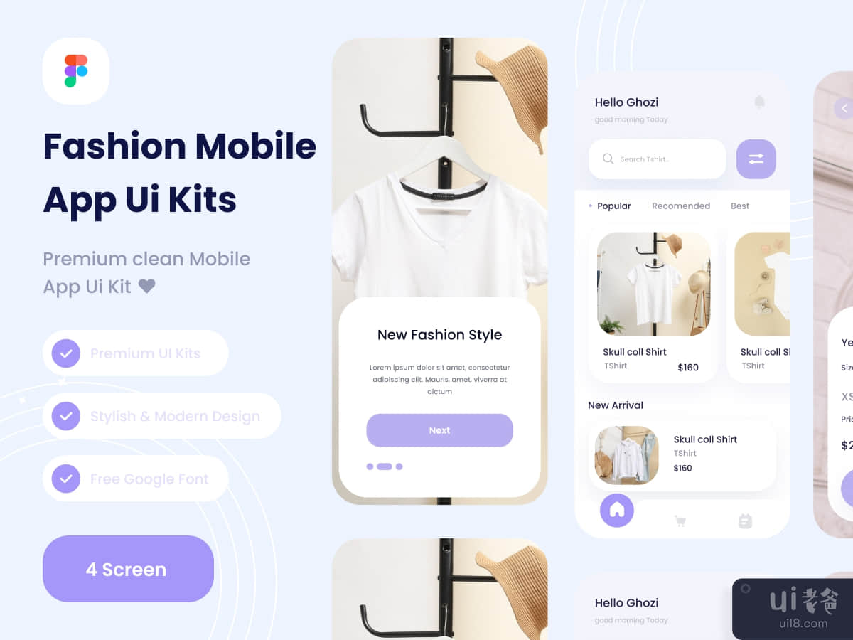 Fashion style mobile app ui kits template