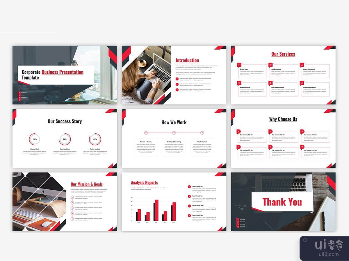 企业现代商务演示模板(Corporate modern business presentation template)插图