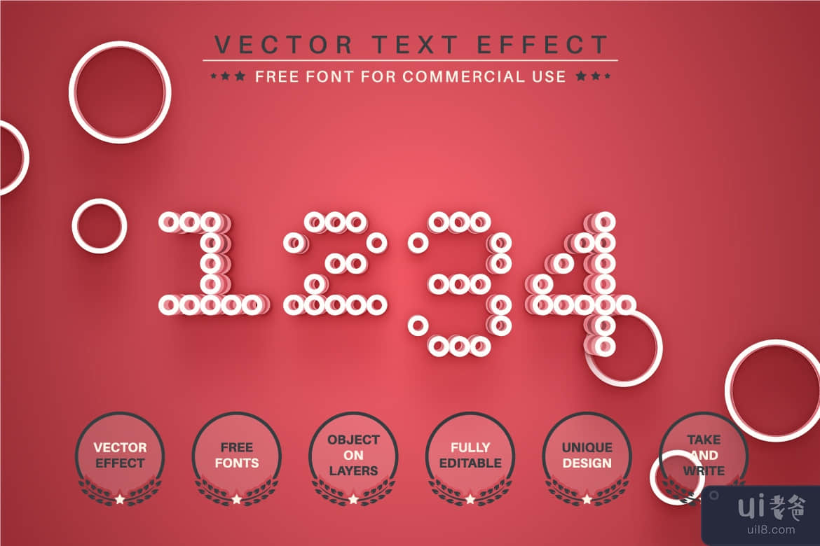 红点 - 可编辑的文字效果，字体样式(Red Dot -  Editable Text Effect, Font Style)插图
