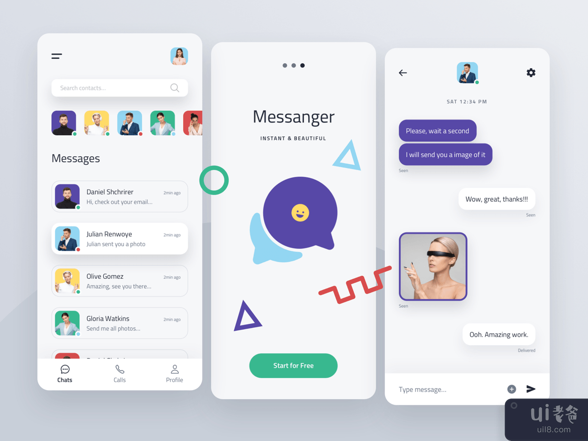 Messanger Chat Mobile App UI Kit Template