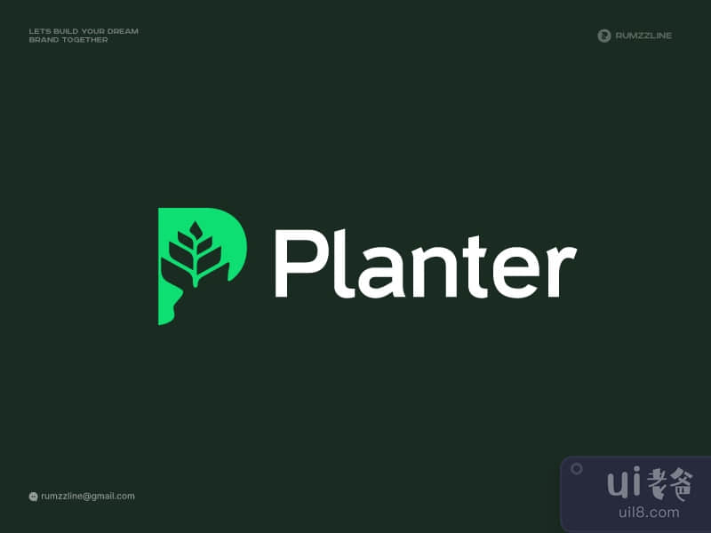  plant logo - Leaf logo - P letter logo