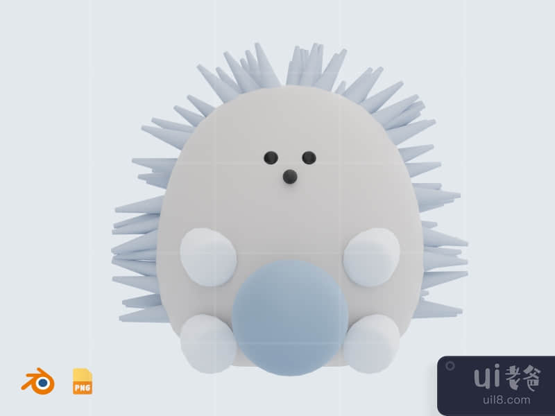 Hedgehog - Cute 3D Animal (front)