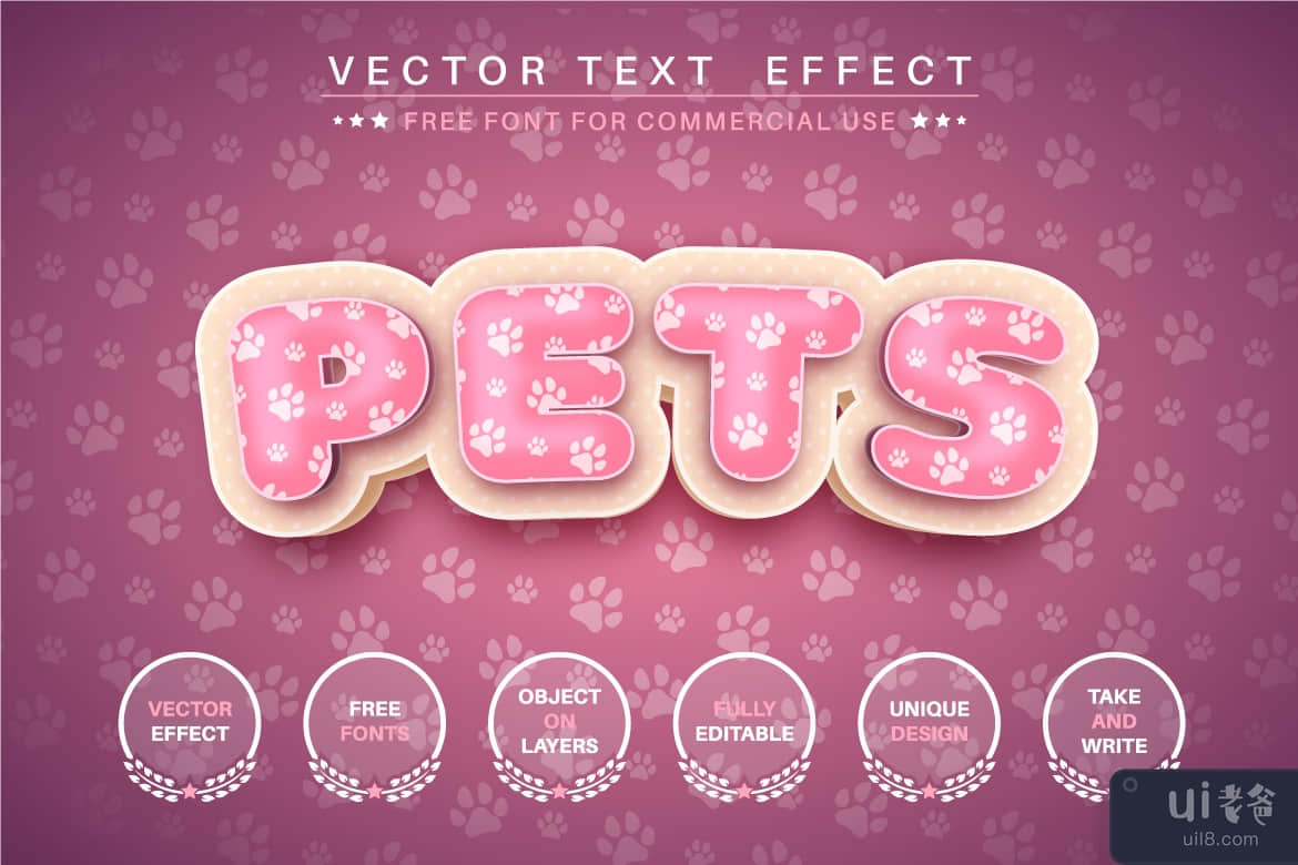 3D cat - 可编辑的文字效果、字体样式(3D cat - editable text effect, font style)插图1