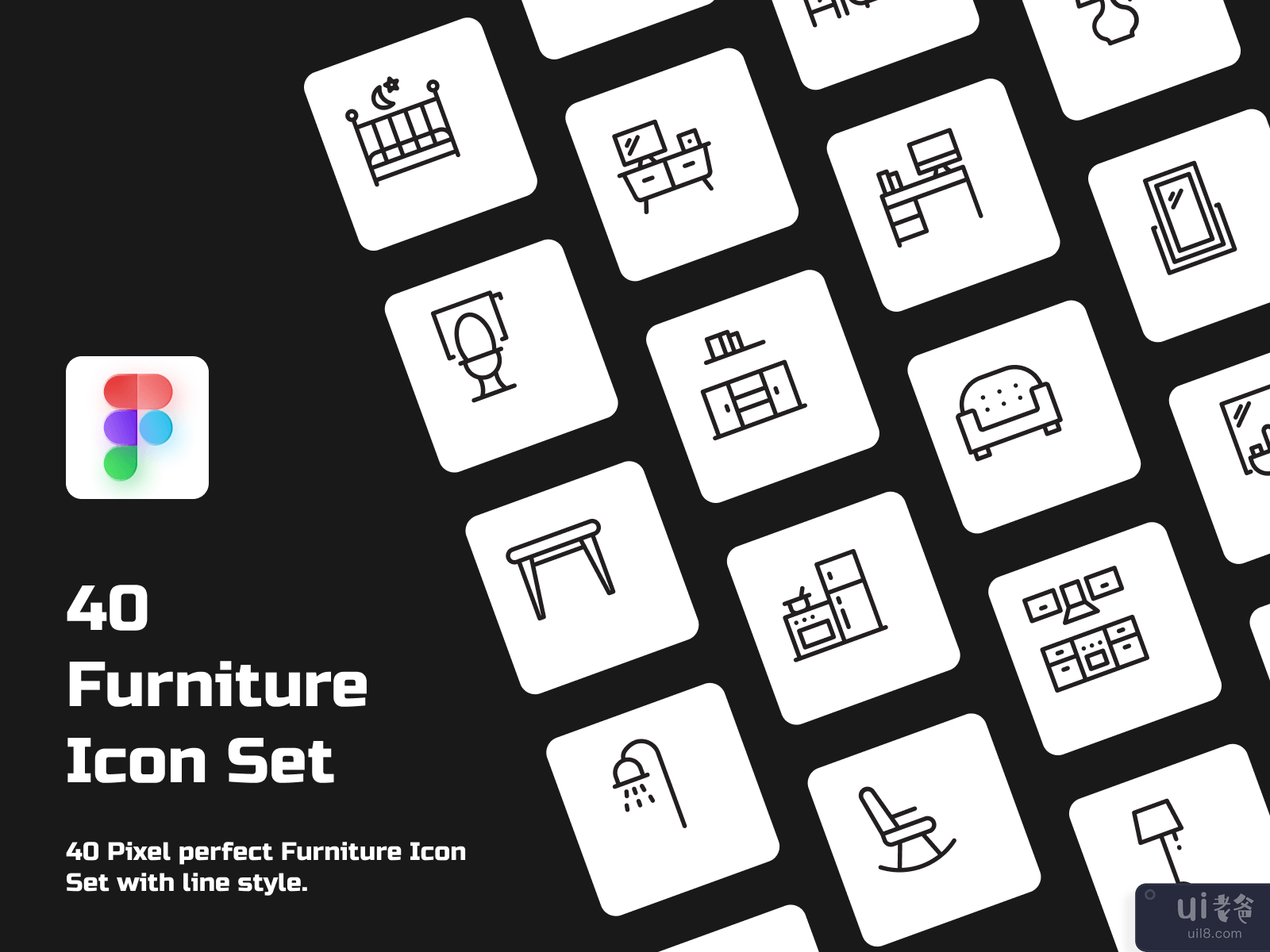 家具图标集(Furniture  Icon Set)插图