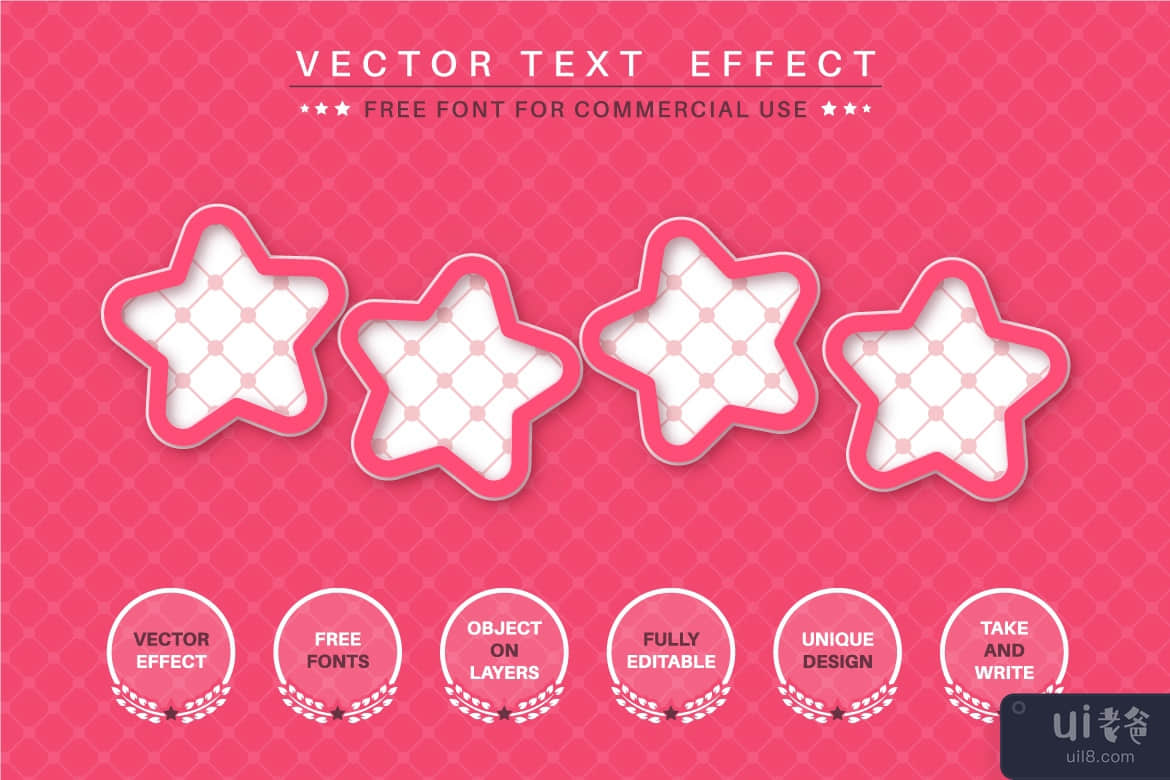 粉红色轮廓 - 可编辑的文本效果、字体样式(Pink outline - editable text effect, font style)插图
