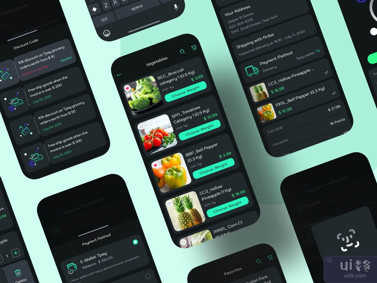 食品 - 市场数字钱包移动 UI 套件(Food - Market Digital Wallet Mobile UI Kit)插图