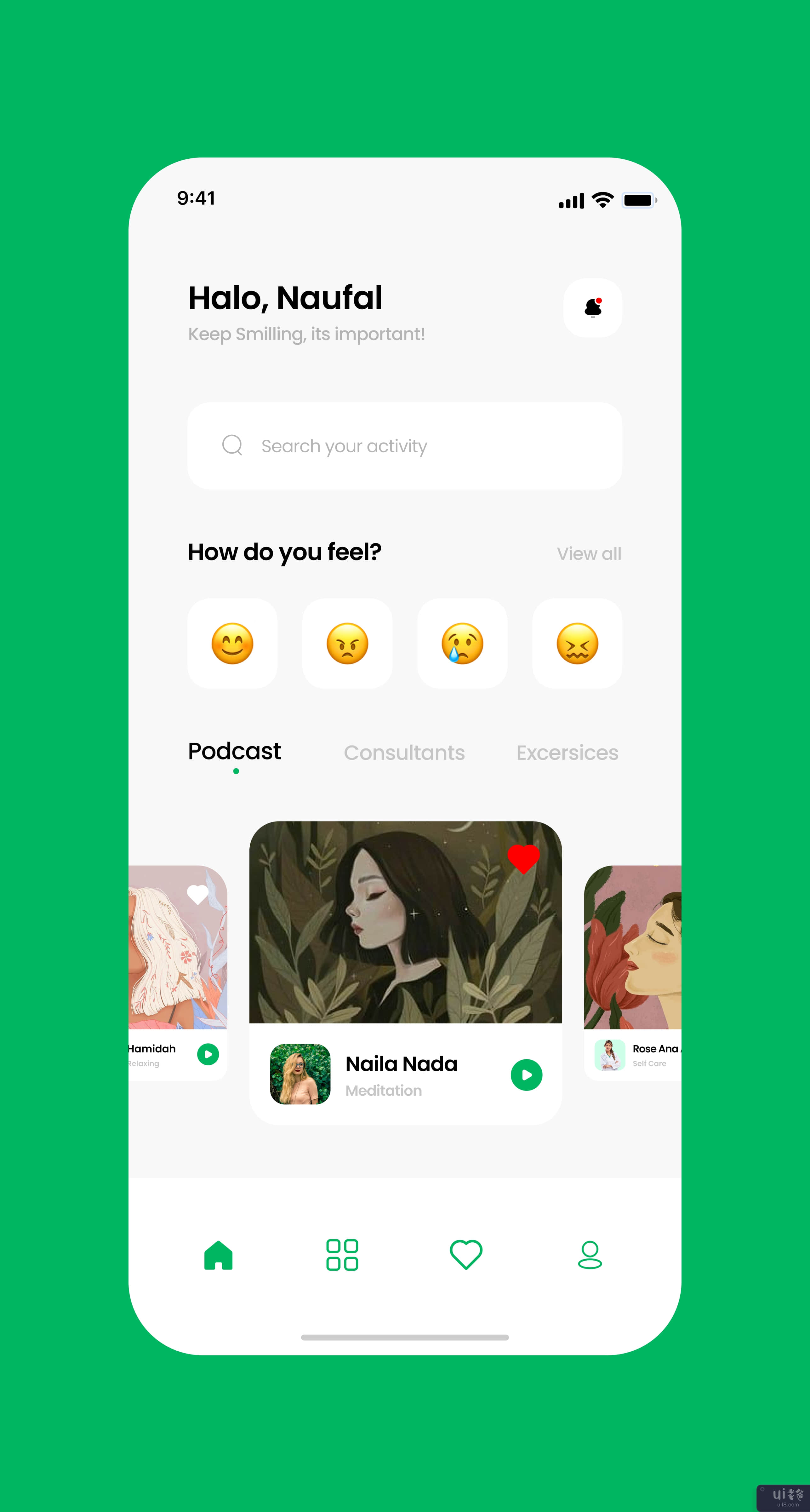 心理健康应用程序 UI 工具包模板(Mental Health App UI Kit Template)插图2