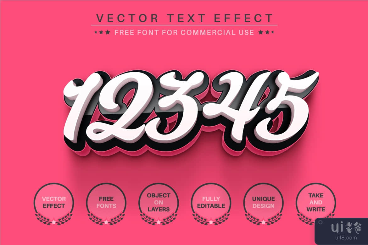 深粉色 - 可编辑的文字效果，字体样式(Dark Pink - Editable Text Effect, Font Style)插图