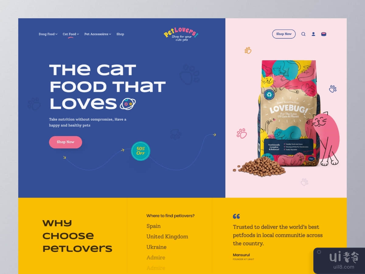 Pet Lovers Header UI Design