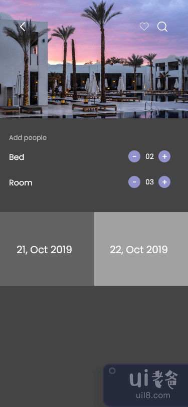 酒店预订应用程序 - UI Kits [Dark](Hotel booking app - UI Kits [Dark])插图