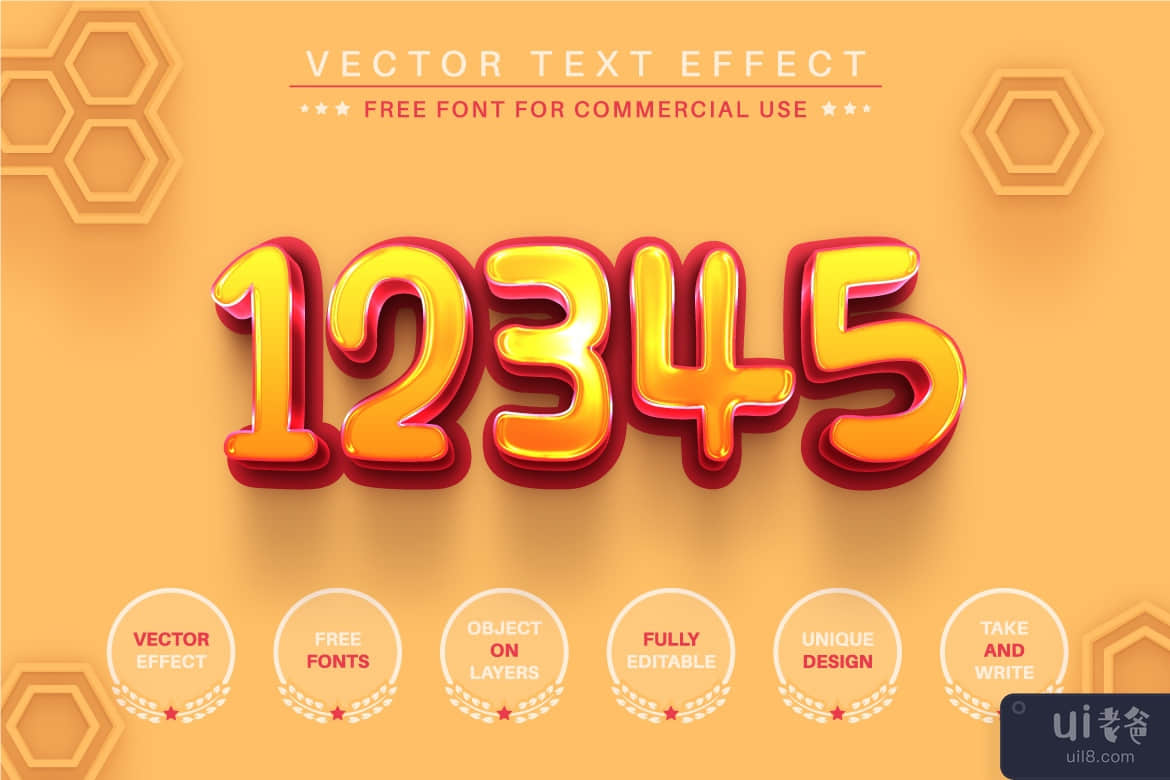 Honey - 可编辑的文字效果，字体样式(Honey - Editable Text Effect, Font Style)插图1