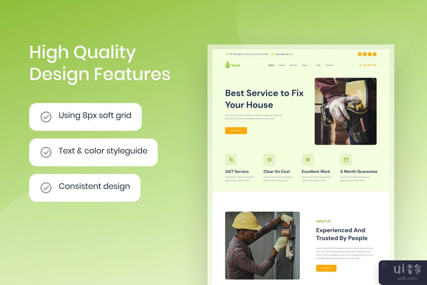 Serpis - 上门维修和服务网站模板(Serpis - Home Repair & Service Website Template)插图2