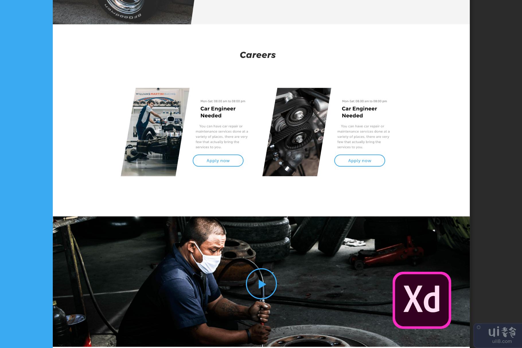 汽车维修服务 AdobeXD 网站(Car Repair Services AdobeXD Website)插图