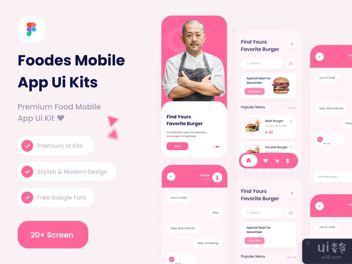 food mobile app ui kits template