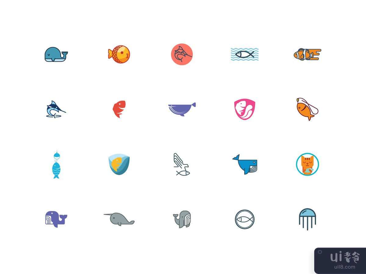 Fish logos_icons set