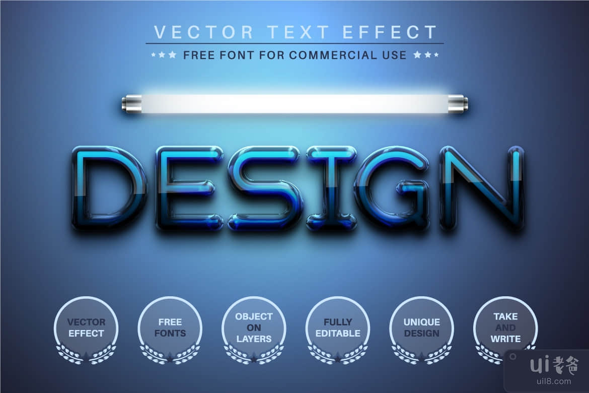 明亮的灯 - 可编辑的文本效果字体样式(Bright Lamp - Editable Text Effect Font Style)插图1