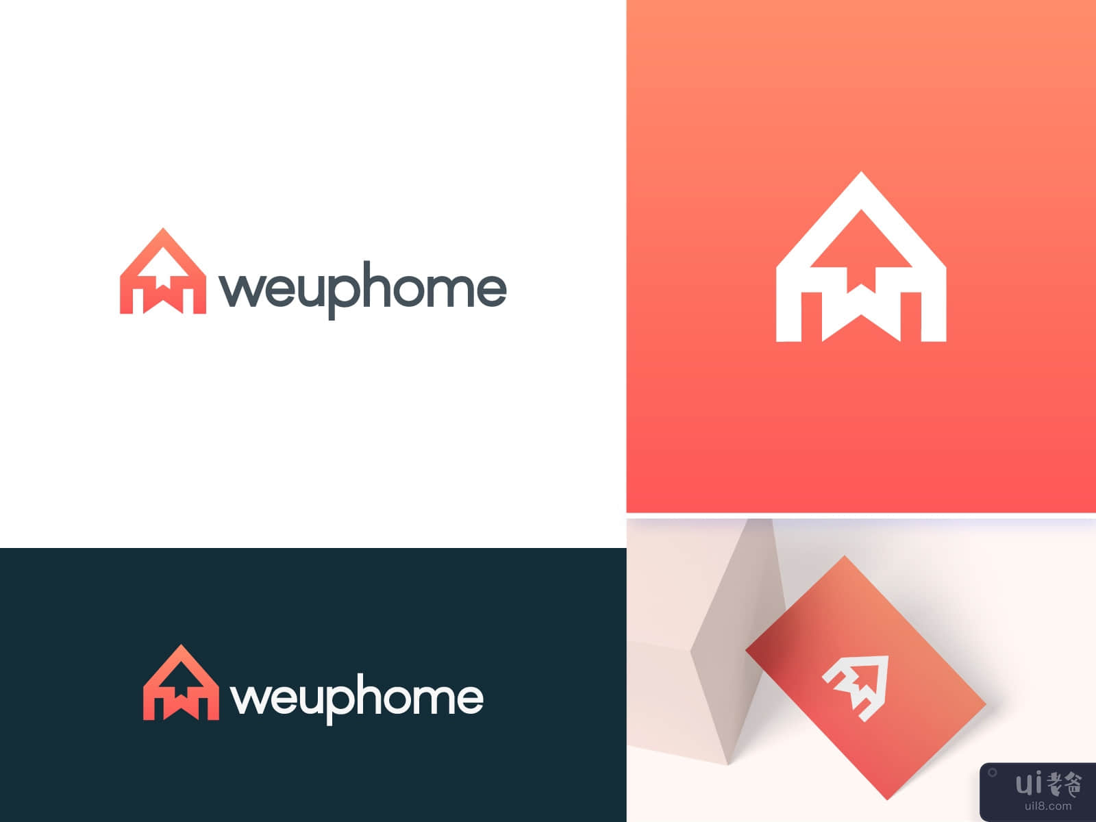 Weuphome - 房地产标志品牌(Weuphome - Real Estate Logo Branding)插图