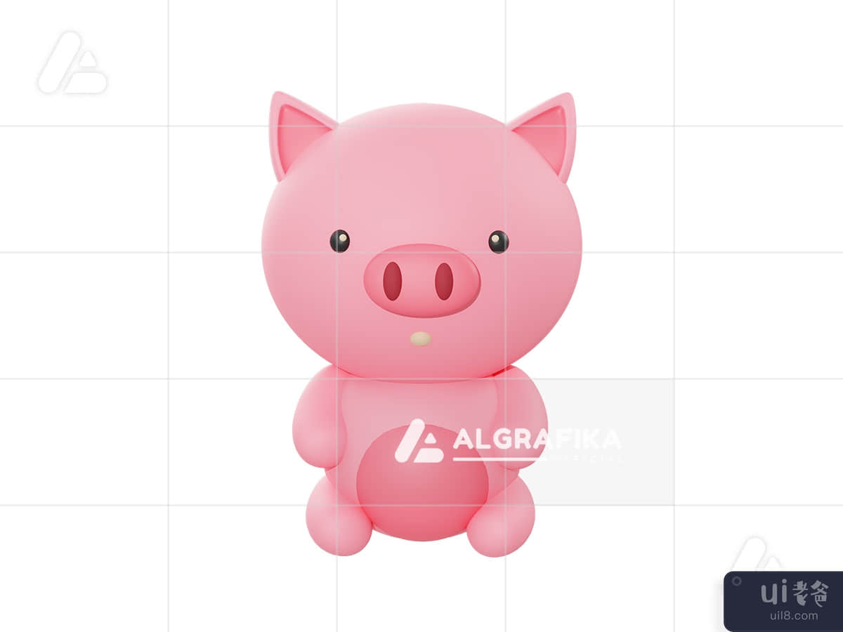 Cute pig 3d illustration