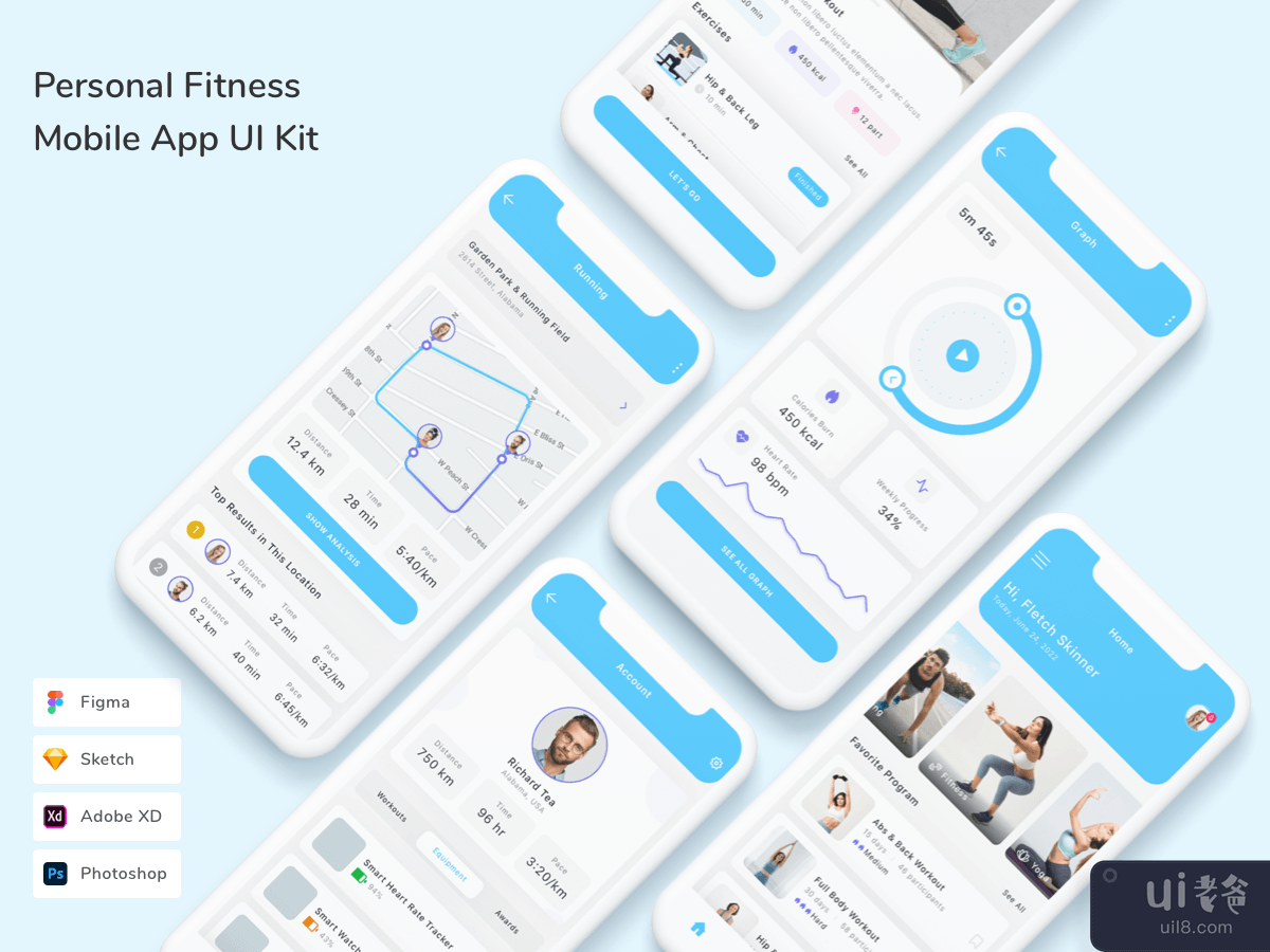 Personal Fitness Mobile App UI Kit