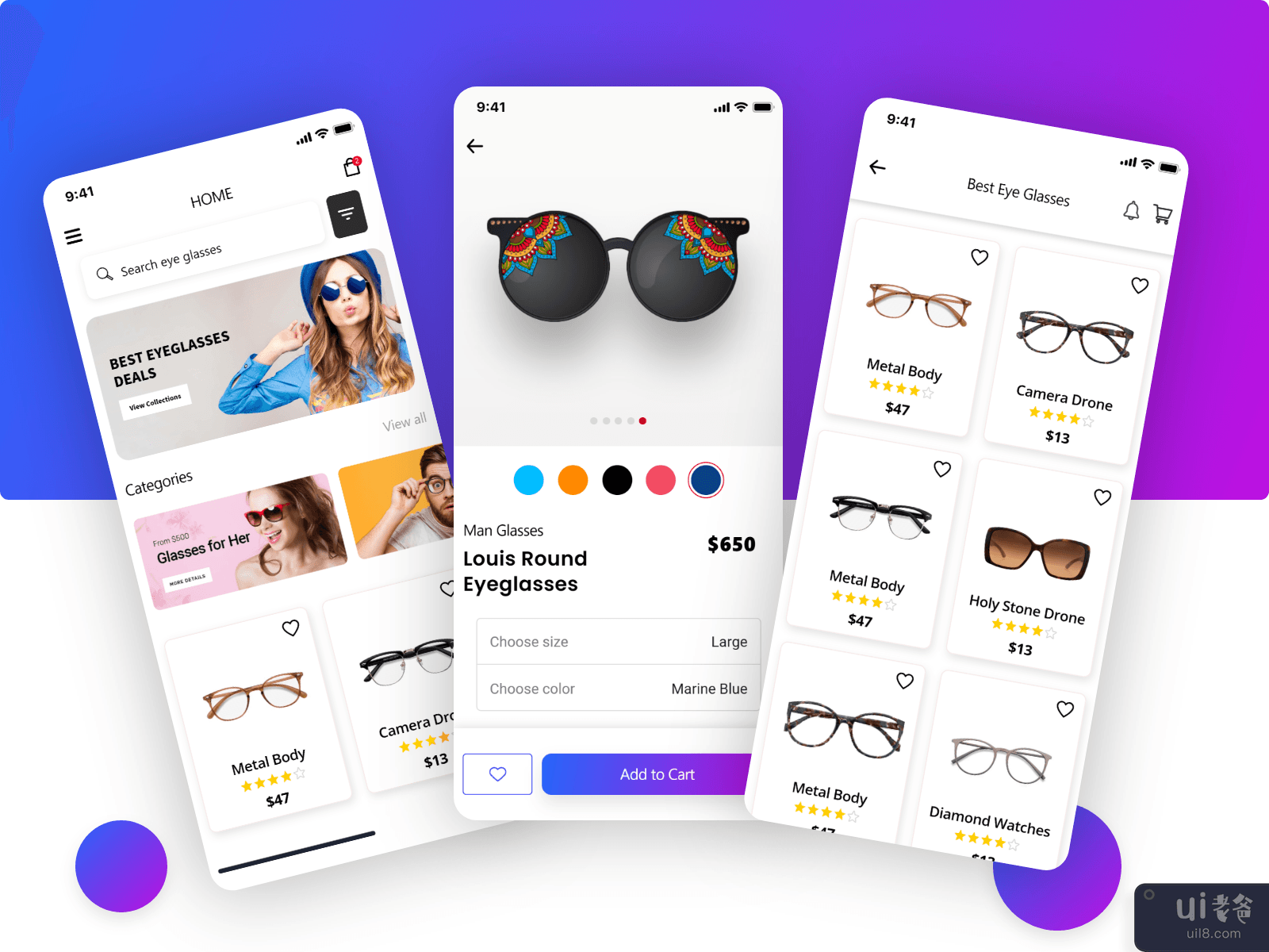 Eye Glass uikit - 电子商务移动商店(Eye Glass uikit - ECommerce Mobile shop)插图2