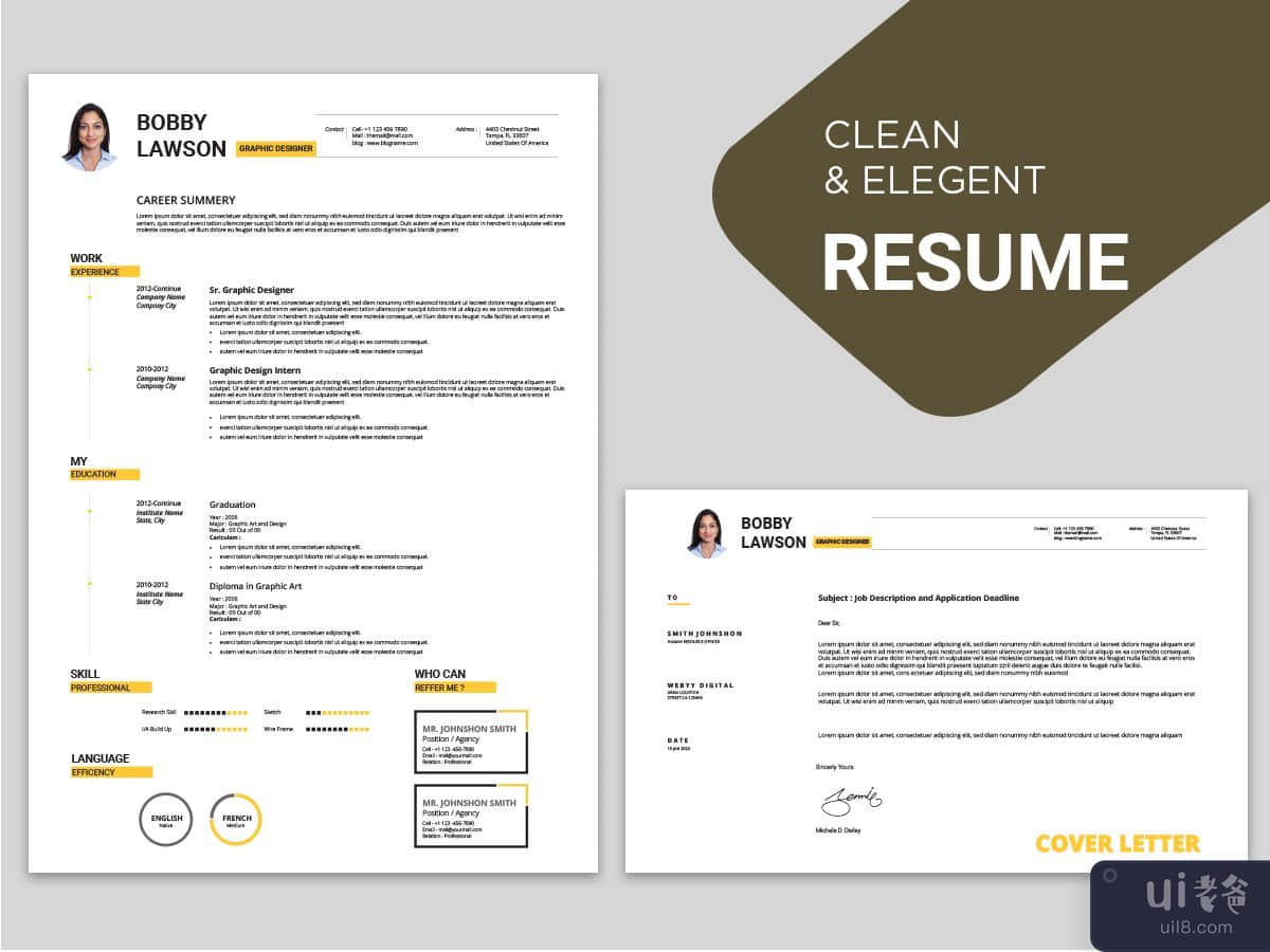 简单干净的简历设计(Simple and Clean Resume Design)插图