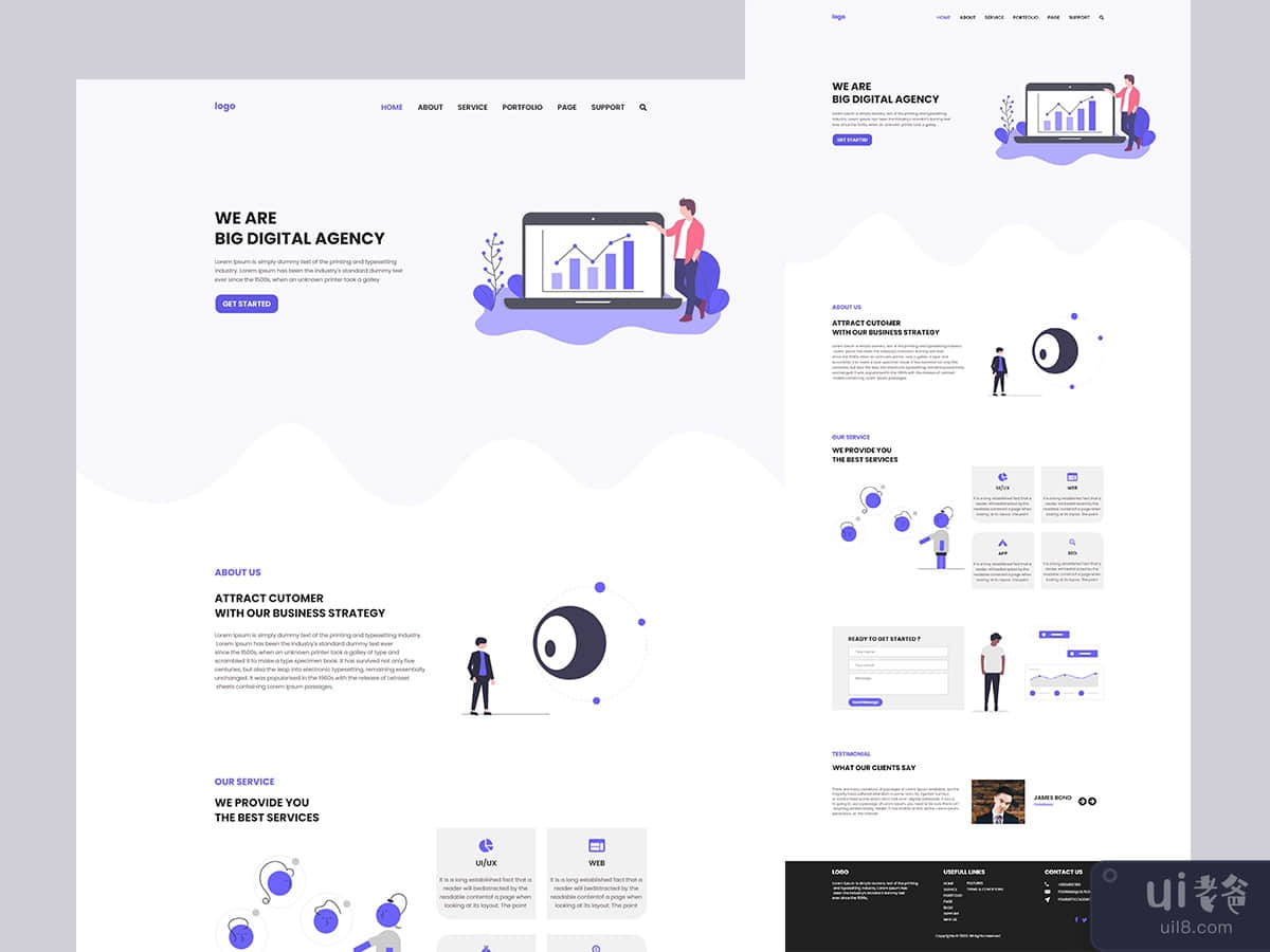 business agency landing page web template design