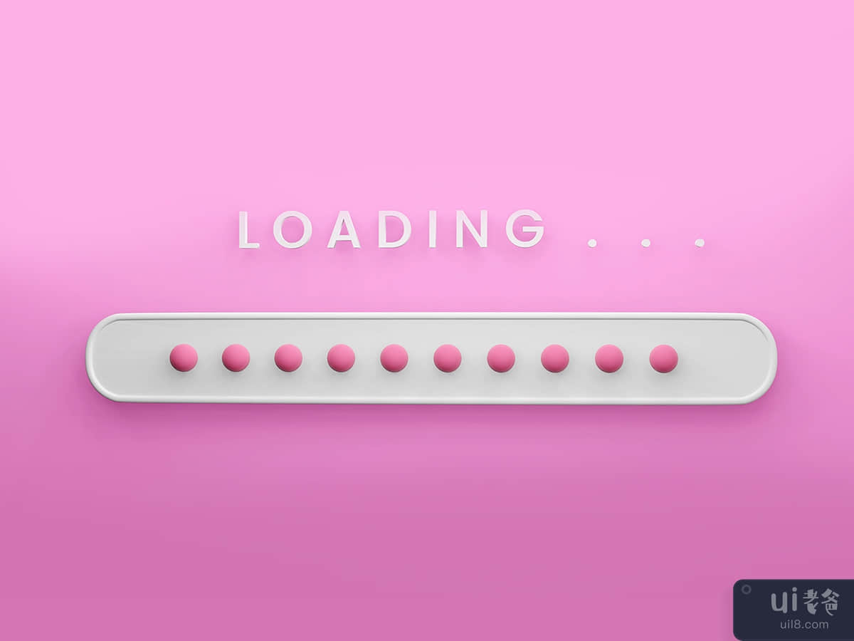3d rendering of Progress loading indicators. load and download
