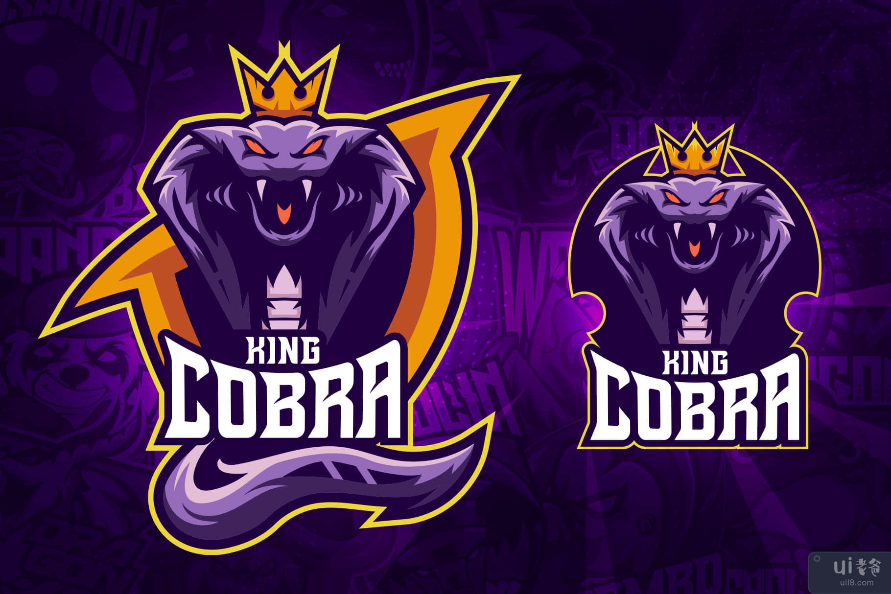 眼镜王蛇电子竞技吉祥物标志(King Cobra Esport Mascot Logo)插图1