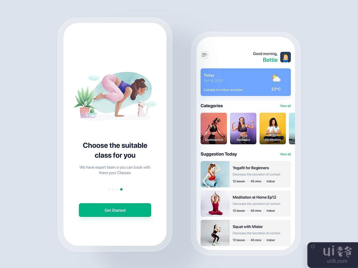 Yoga & Fitness mobile app concept