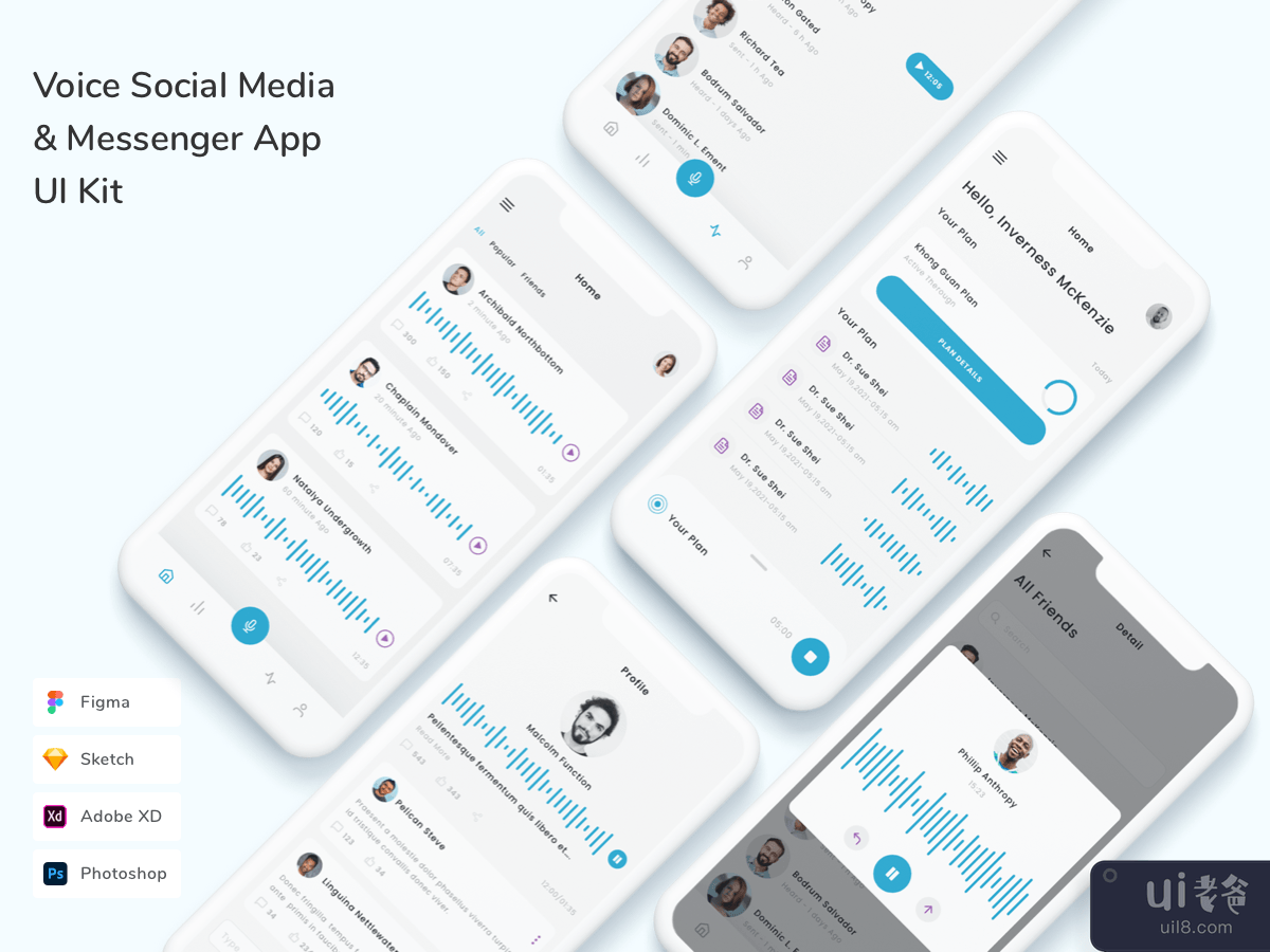 Voice Social Media & Messenger App UI Kit