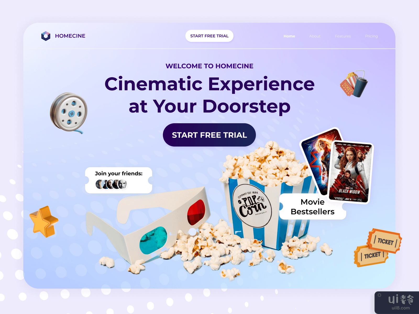 Website Preview Hero Section Cinema