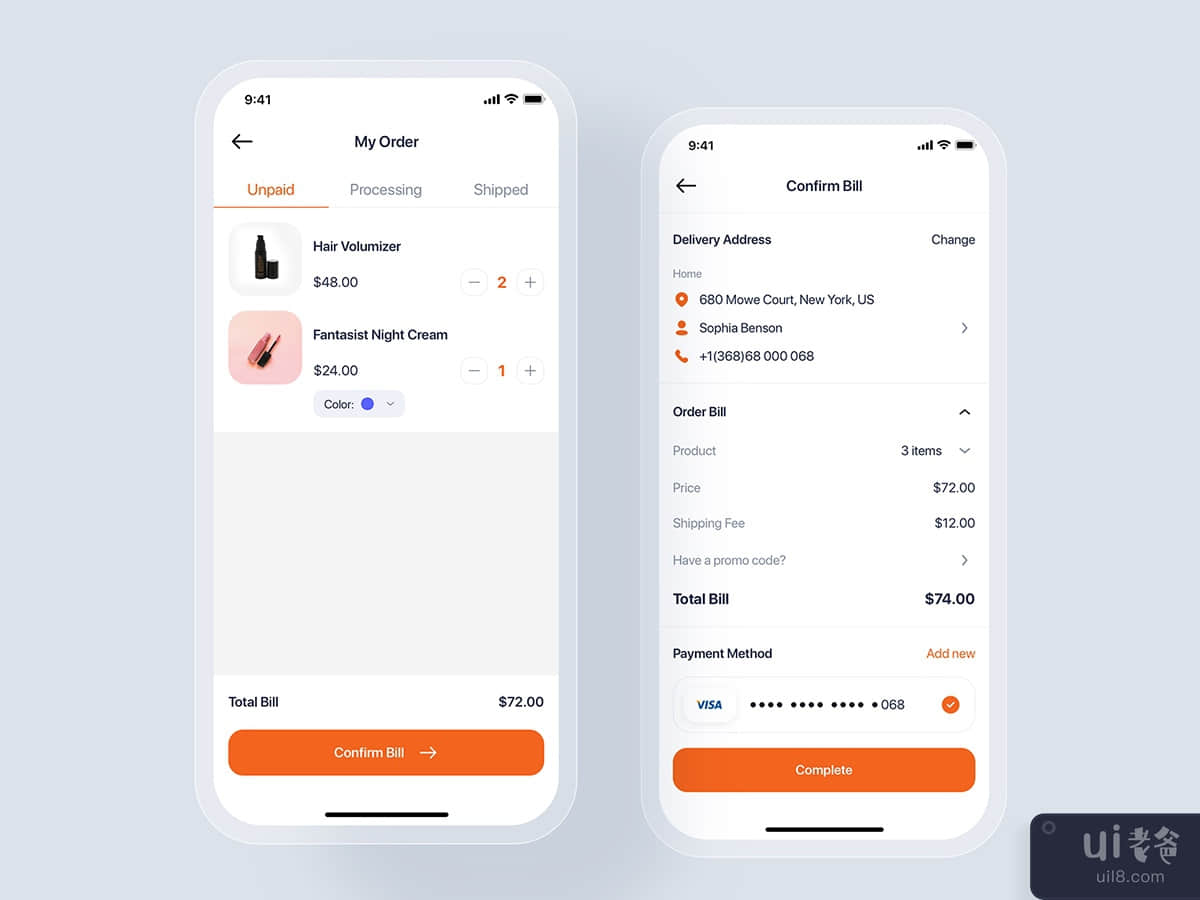 My Order - Beauty mobile UI concept