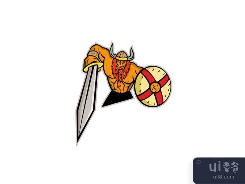 Viking Warrior Sword and Shield Mascot