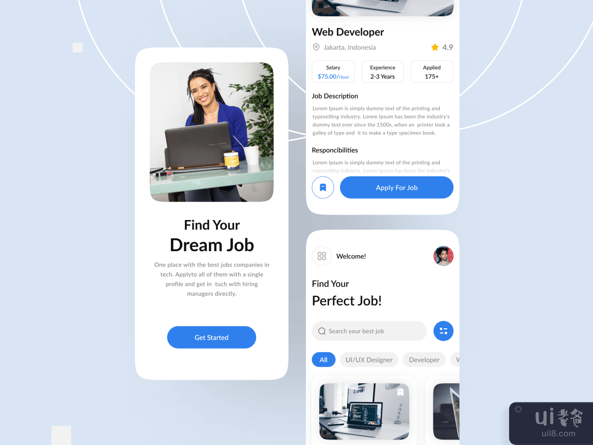 工作查找器移动应用程序概念(Job Finder Mobile App Concept)插图
