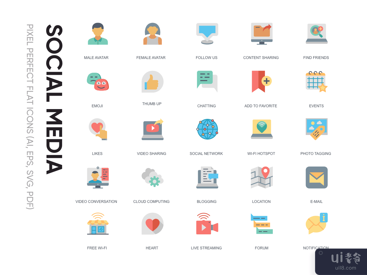 Flat Icon - Social media